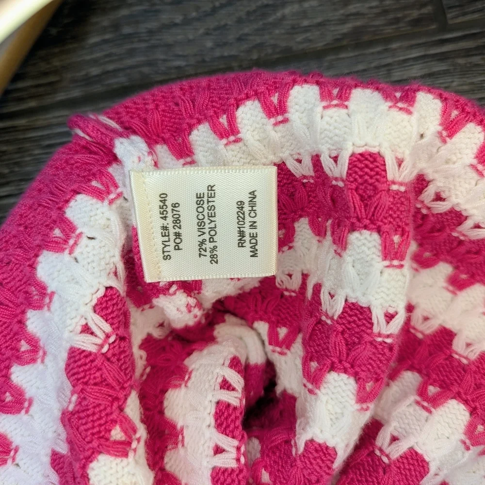 Open Stitch Short Sleeve Sweater Top Pink Stripe Large Skies Are Blue - Picture 4 of 5